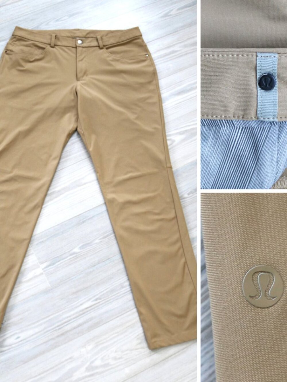 Lululemon Commission Pant Men's 34 x 33 Tan Warpstreme 5-Pocket Chino Stretch